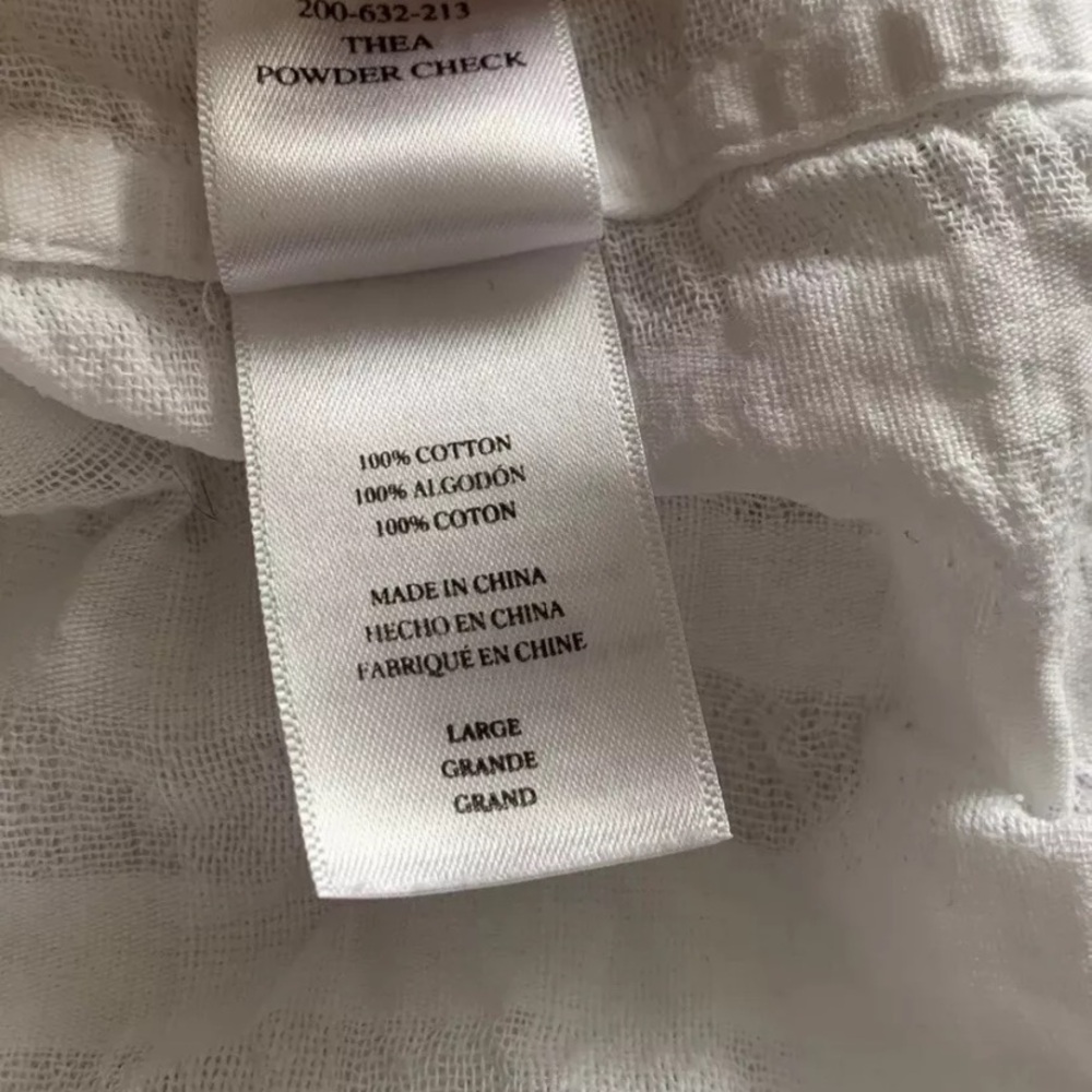 Rails Thea powder check Textured White Blouse Top L Large Versatile Tie Waist - Picture 8 of 9